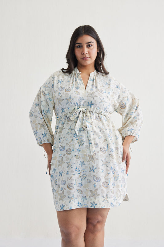 The Marine Handspun Handwoven Organic Cotton Short Dress