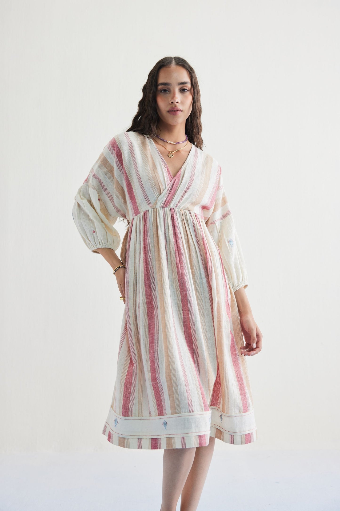 The Reef Shore Handwoven Kala Cotton Midi Dress