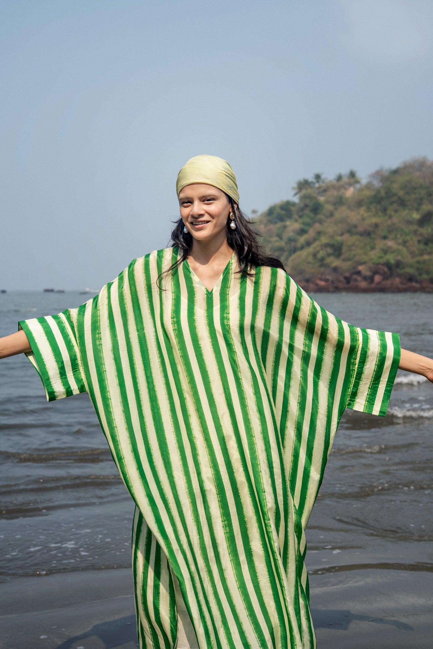 Angela Stripe Kaftan (Green Stripes)