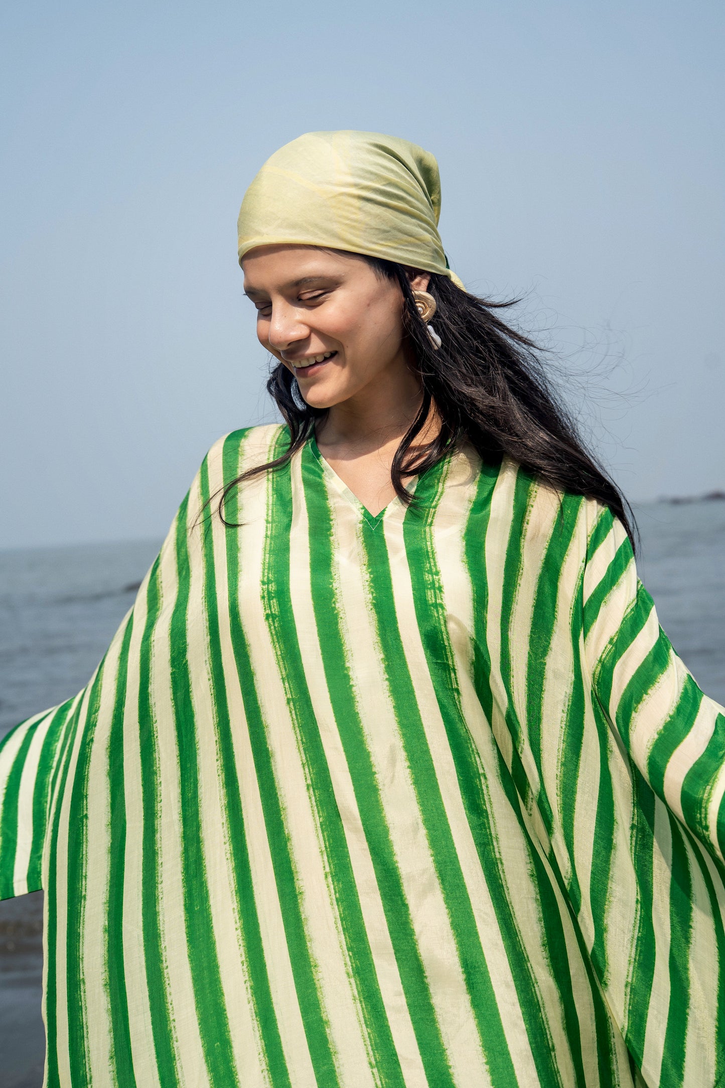 Angela Stripe Kaftan (Green Stripes)