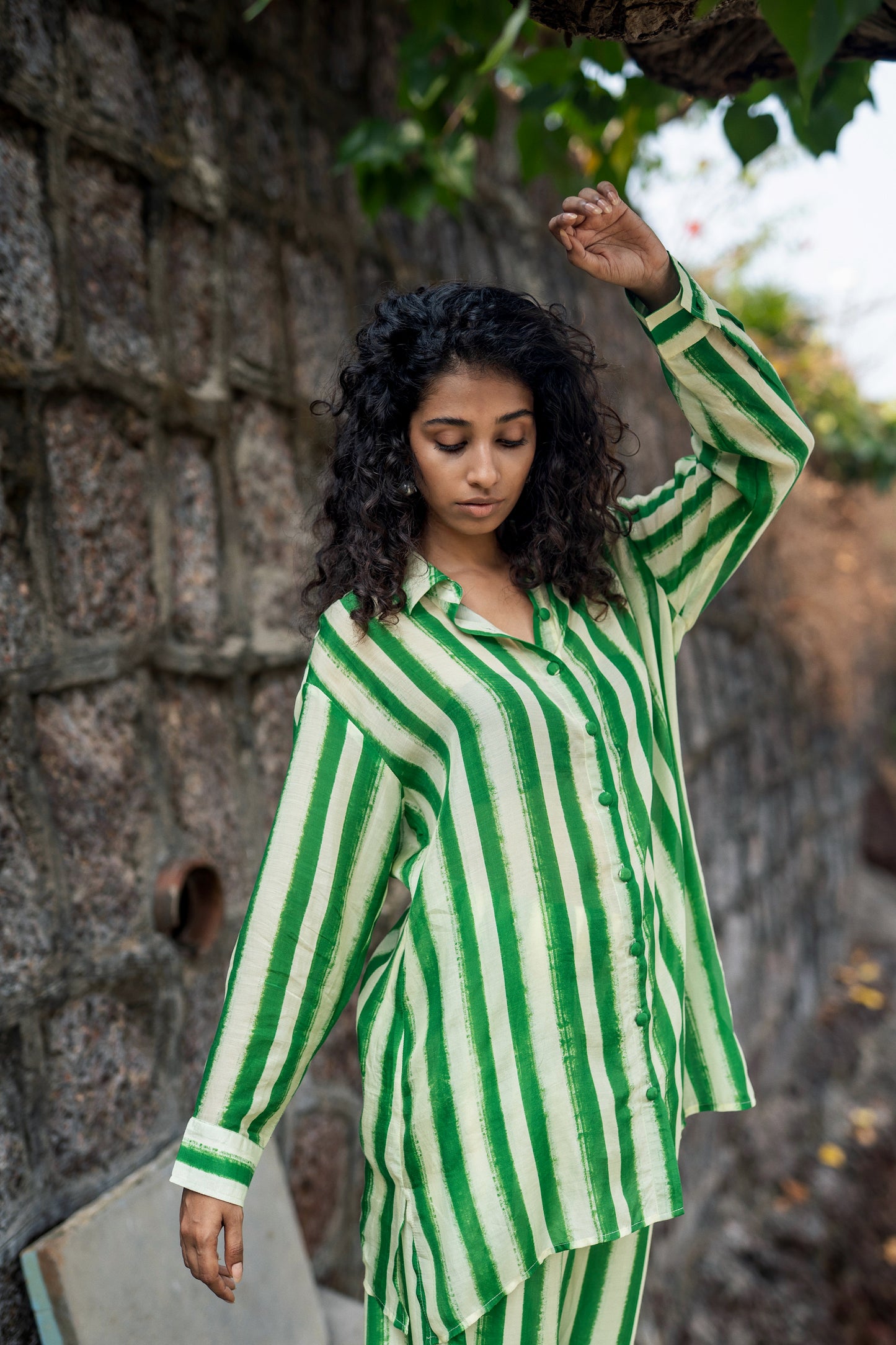Maria Shirt (Green Stripes)