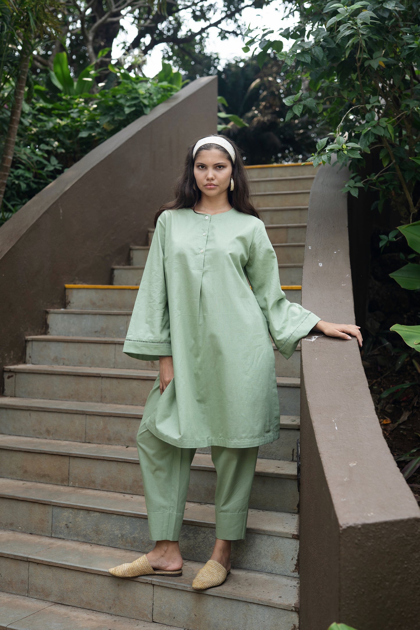 Iris Kurta Set (Olive Green)
