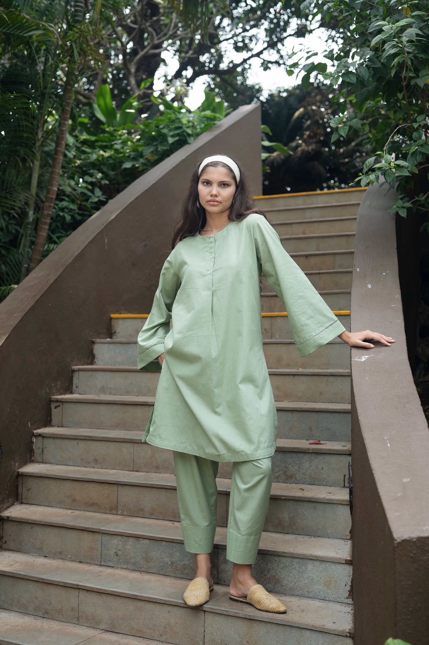 Iris Kurta Set (Olive Green)