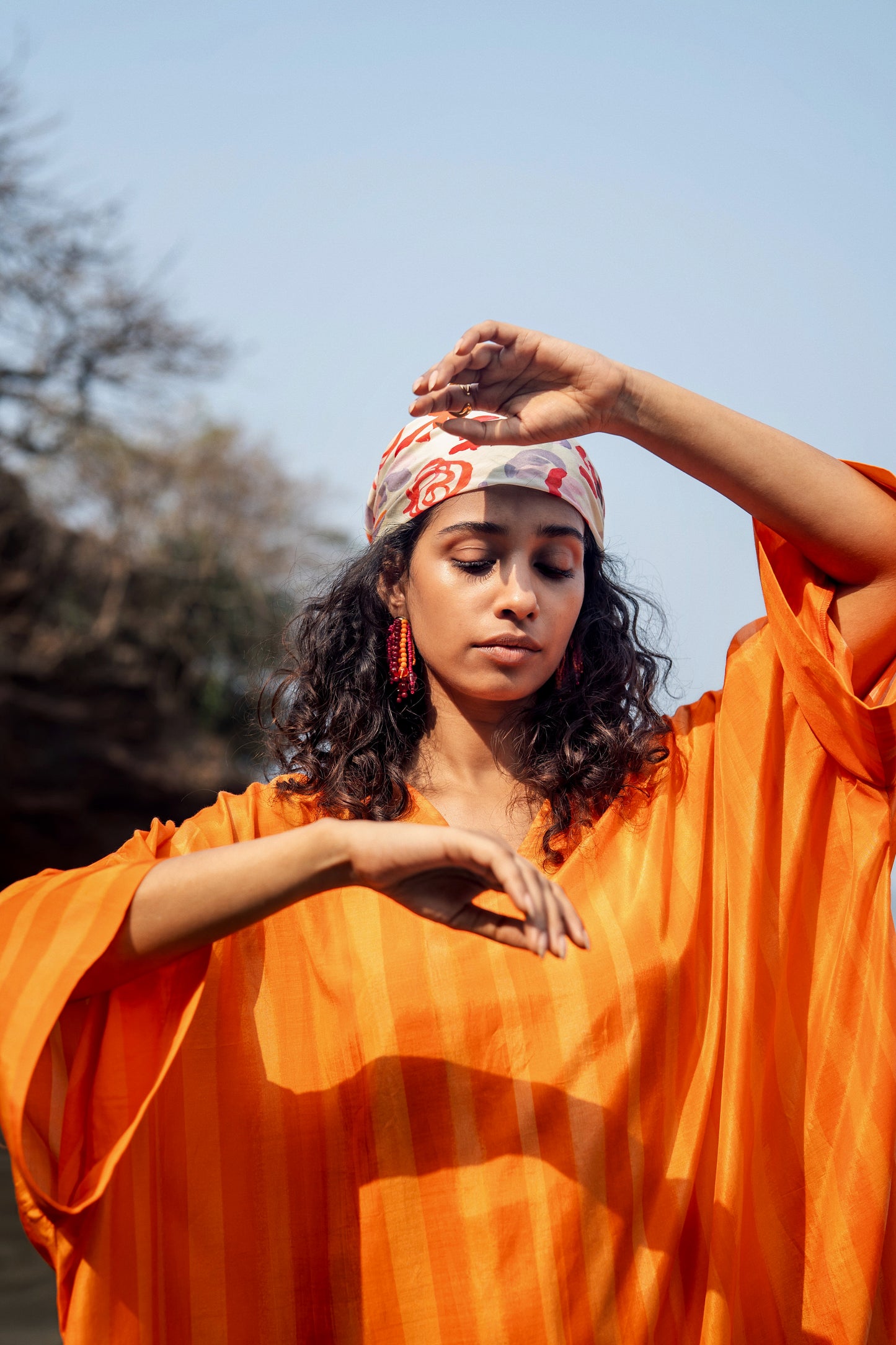 Angela Stripe Kaftan (Orange Stripes)