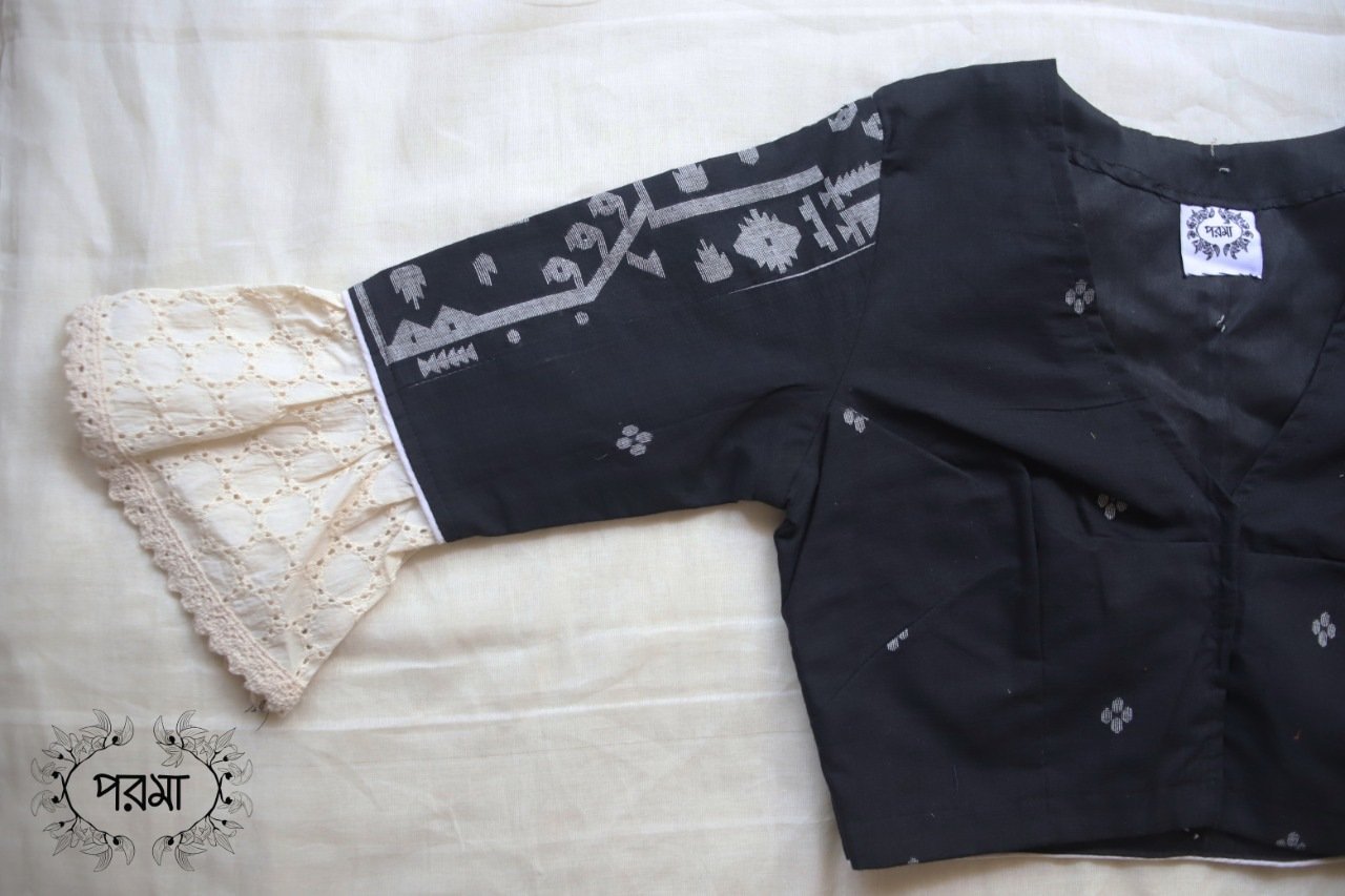 Black Jamdani Hakoba Sleeves
