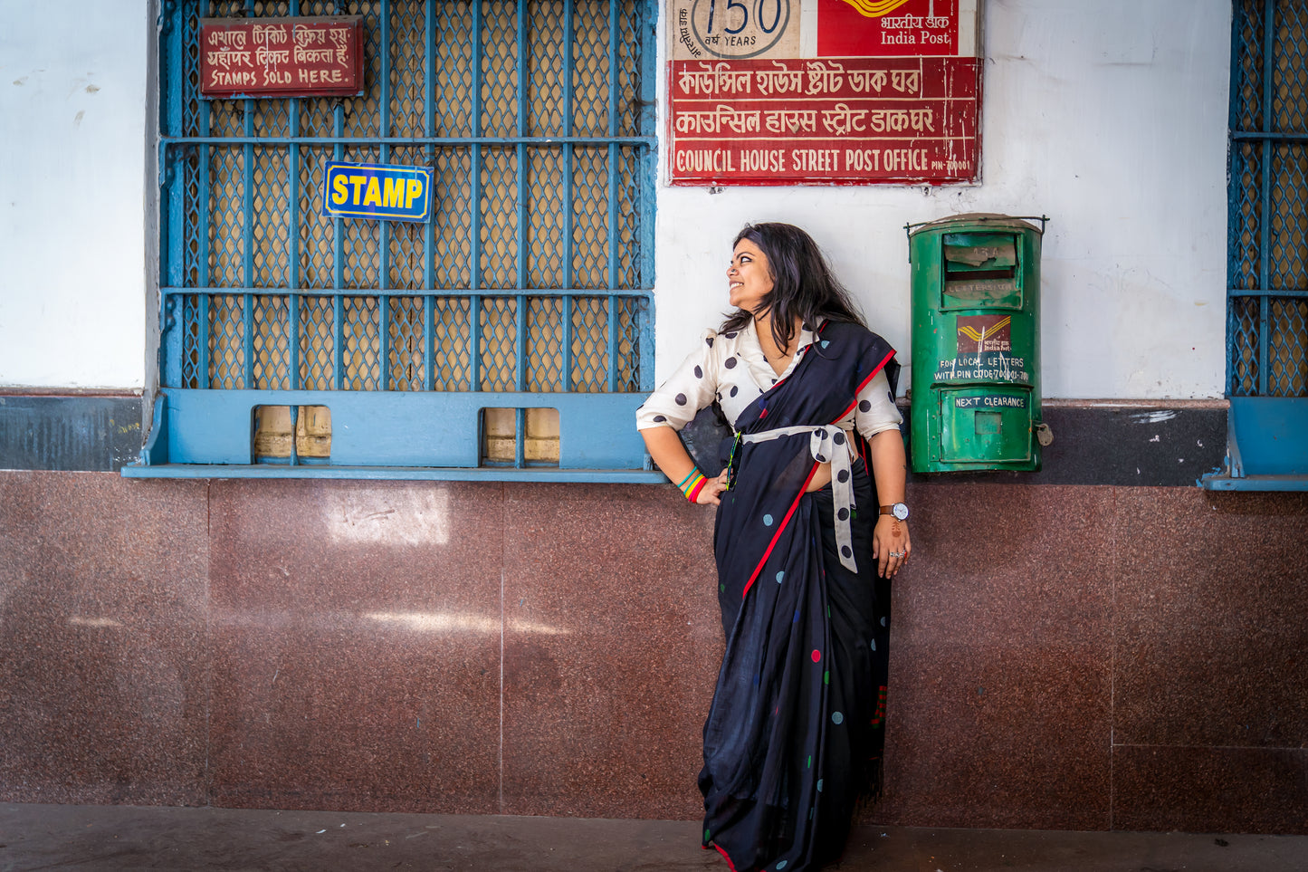 Black Multi Polka Jamdani Saree