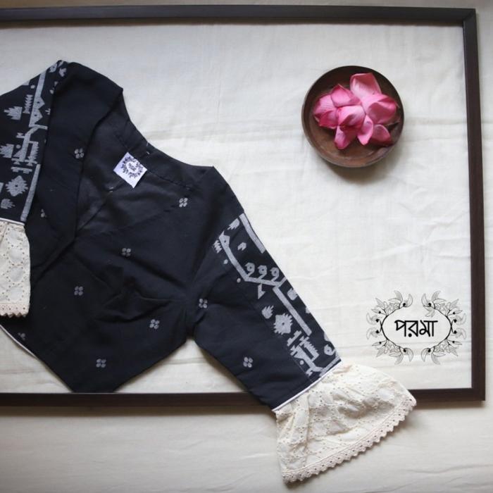 Black Jamdani Hakoba Sleeves