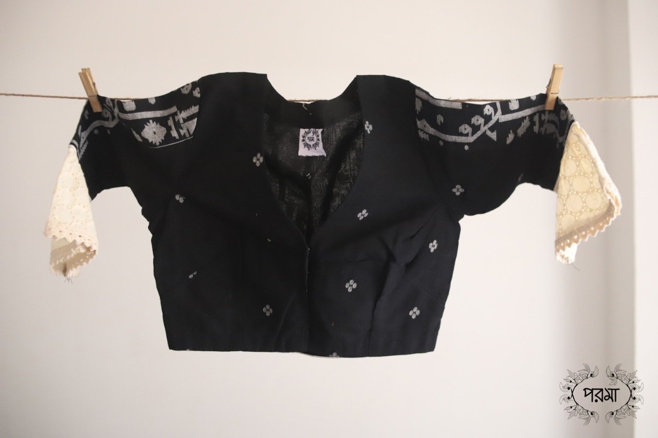 Black Jamdani Hakoba Sleeves