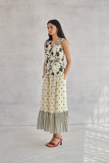 Rio Creme Printed Waistcoat