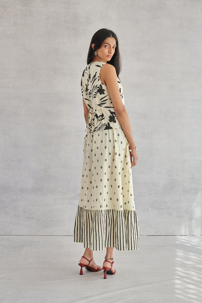 Rio Creme Printed Waistcoat