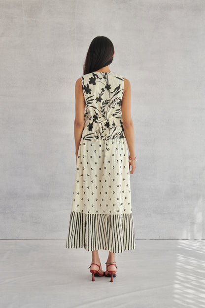 Rio Creme Printed Waistcoat