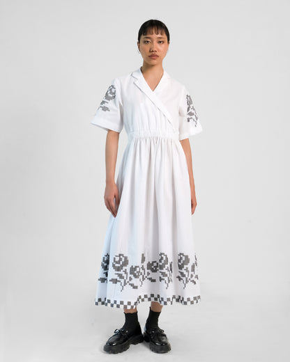 White Cross Stitch Embroidery Cotton Dress