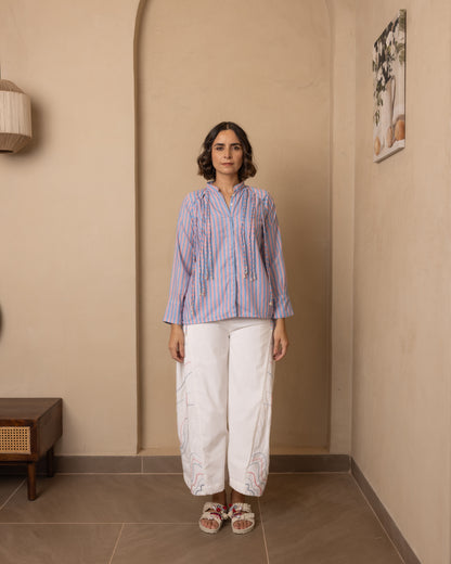 Celeste Top and Pants Set (Red and Blue Stripes)