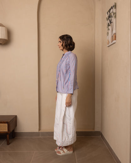 Celeste Top and Pants Set (Red and Blue Stripes)