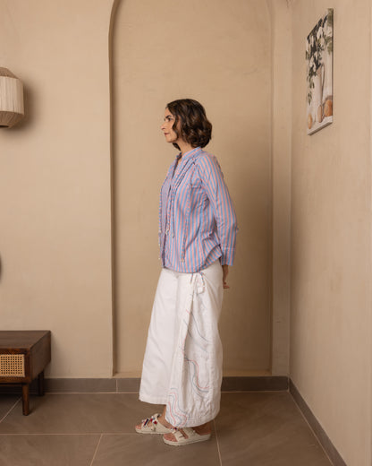 Celeste Top and Pants Set (Red and Blue Stripes)