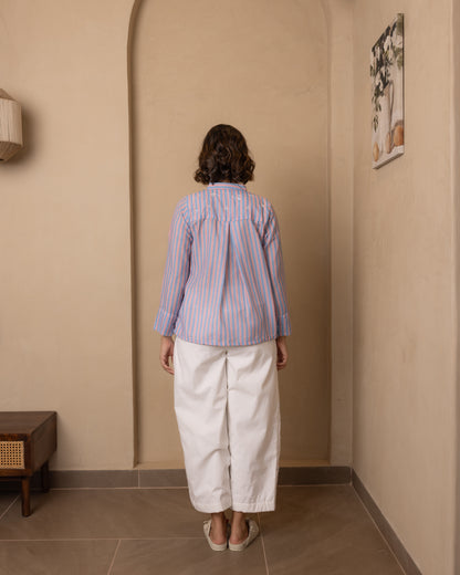 Celeste Top and Pants Set (Red and Blue Stripes)