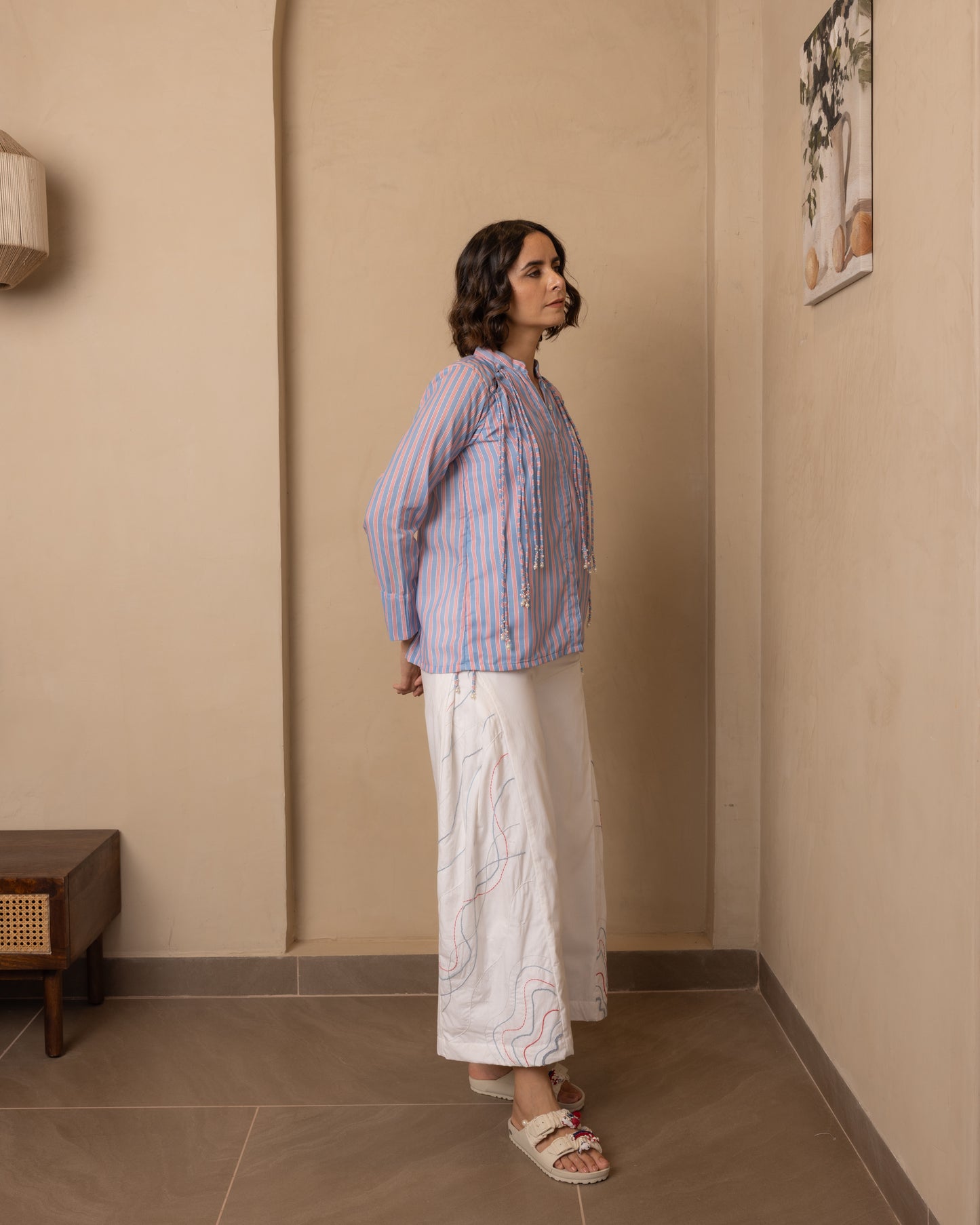 Celeste Top and Pants Set (Red and Blue Stripes)