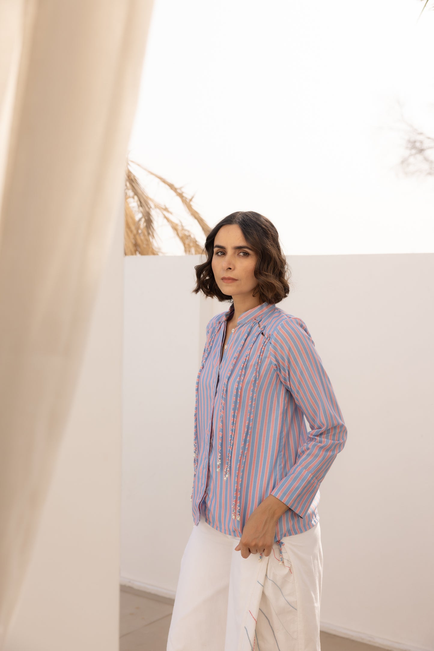 Celeste Top and Pants Set (Red and Blue Stripes)