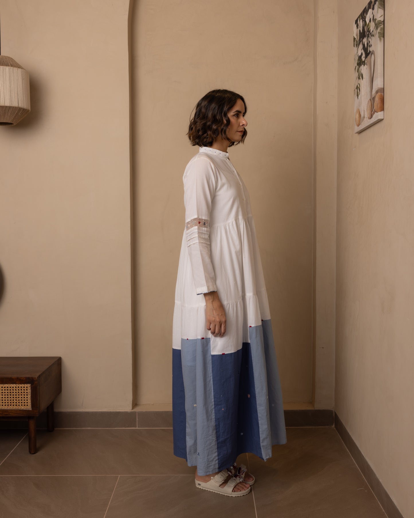 Caribbean Dress - (Beige and Blue)