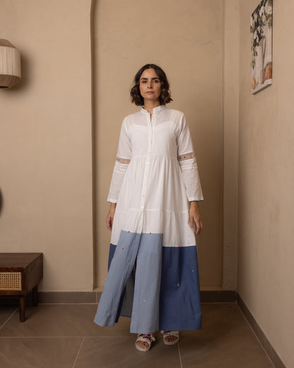 Caribbean Dress - (Beige and Blue)