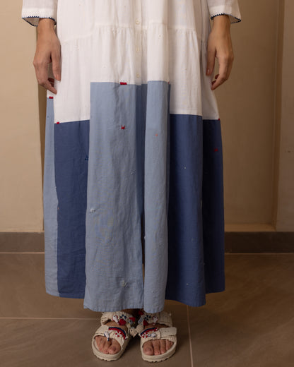 Caribbean Dress - (Beige and Blue)