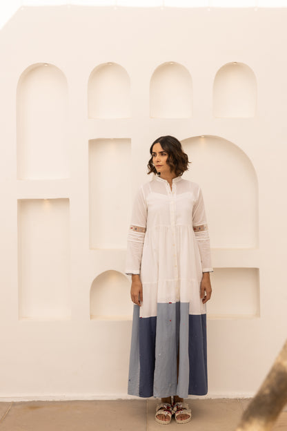 Caribbean Dress - (Beige and Blue)