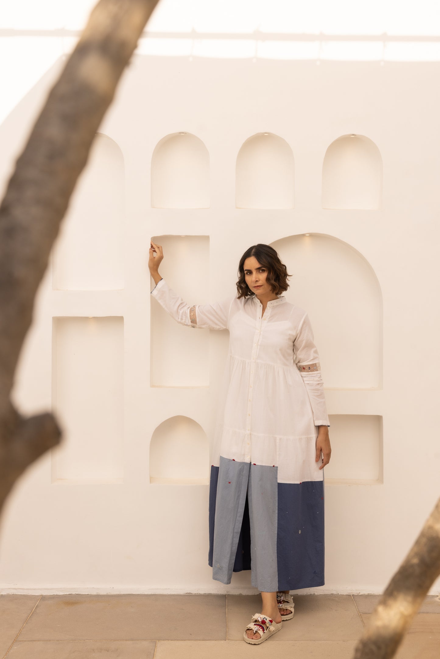 Caribbean Dress - (Beige and Blue)