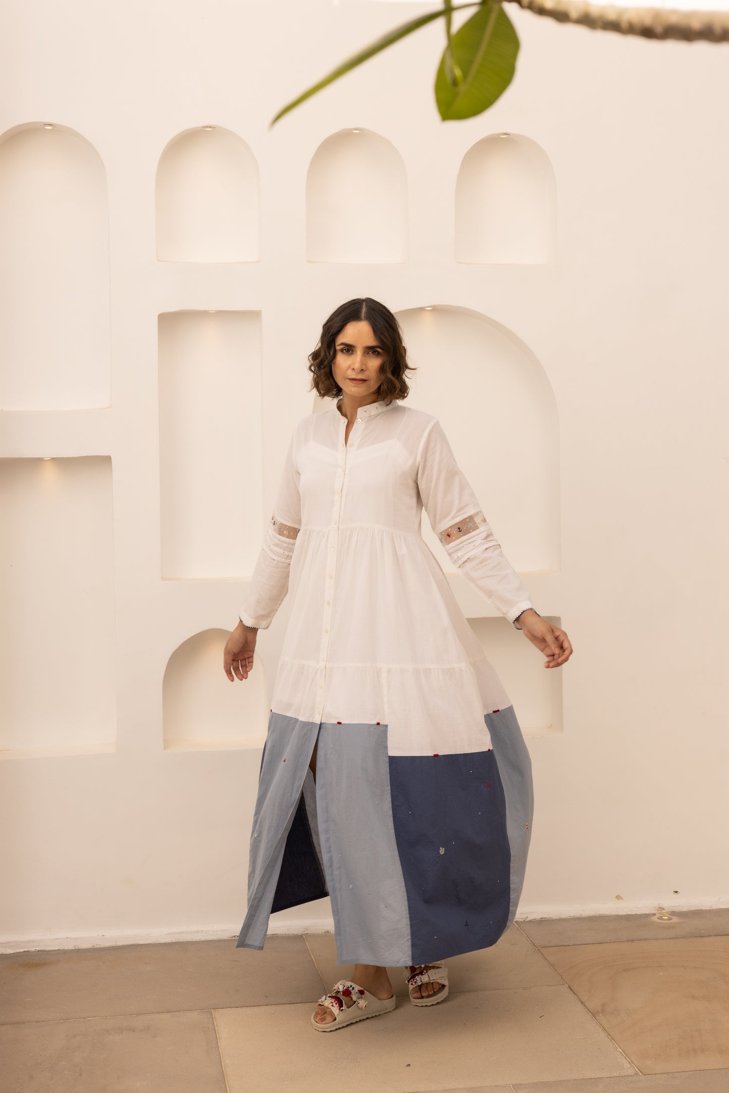 Caribbean Dress - (Beige and Blue)