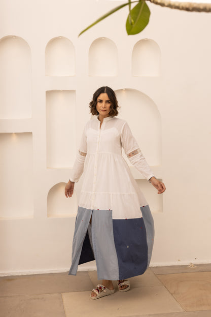 Caribbean Dress - (Beige and Blue)