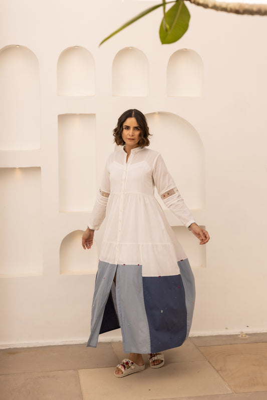 Caribbean Dress - (Beige and Blue)