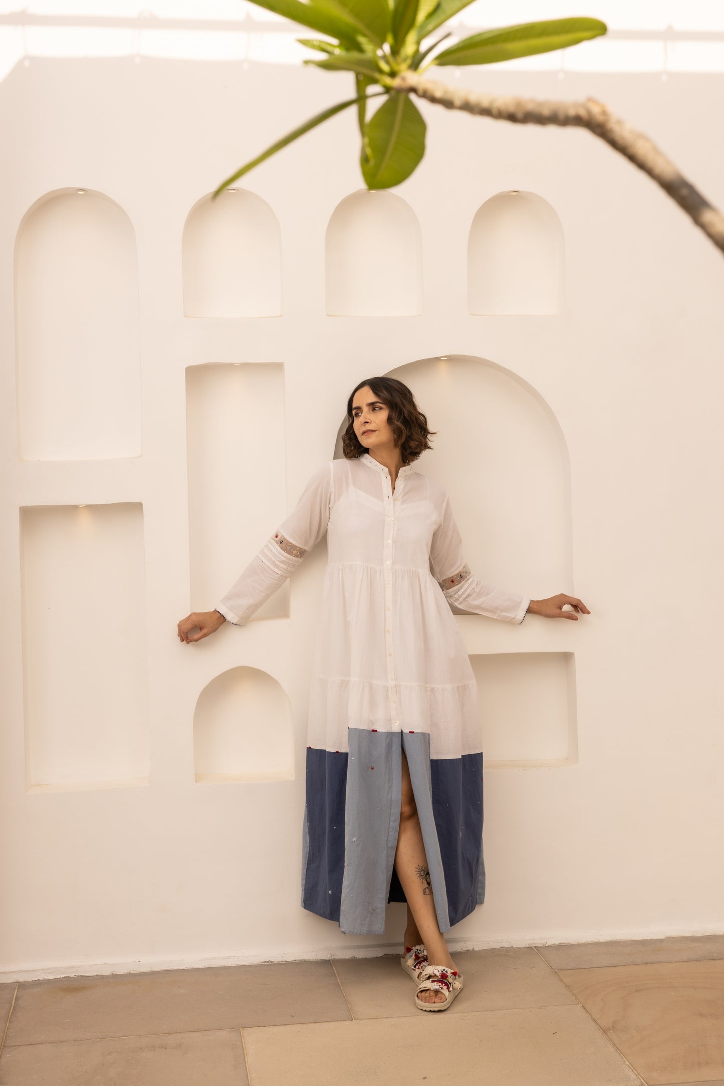 Caribbean Dress - (Beige and Blue)