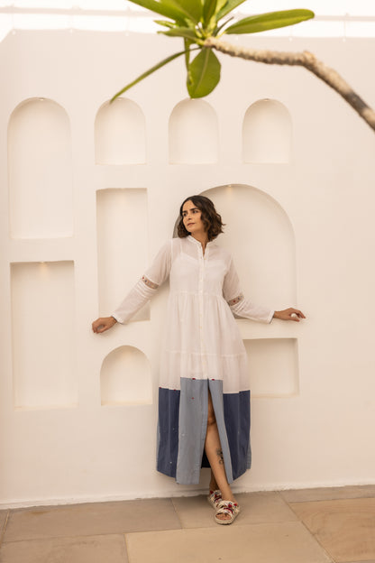 Caribbean Dress - (Beige and Blue)