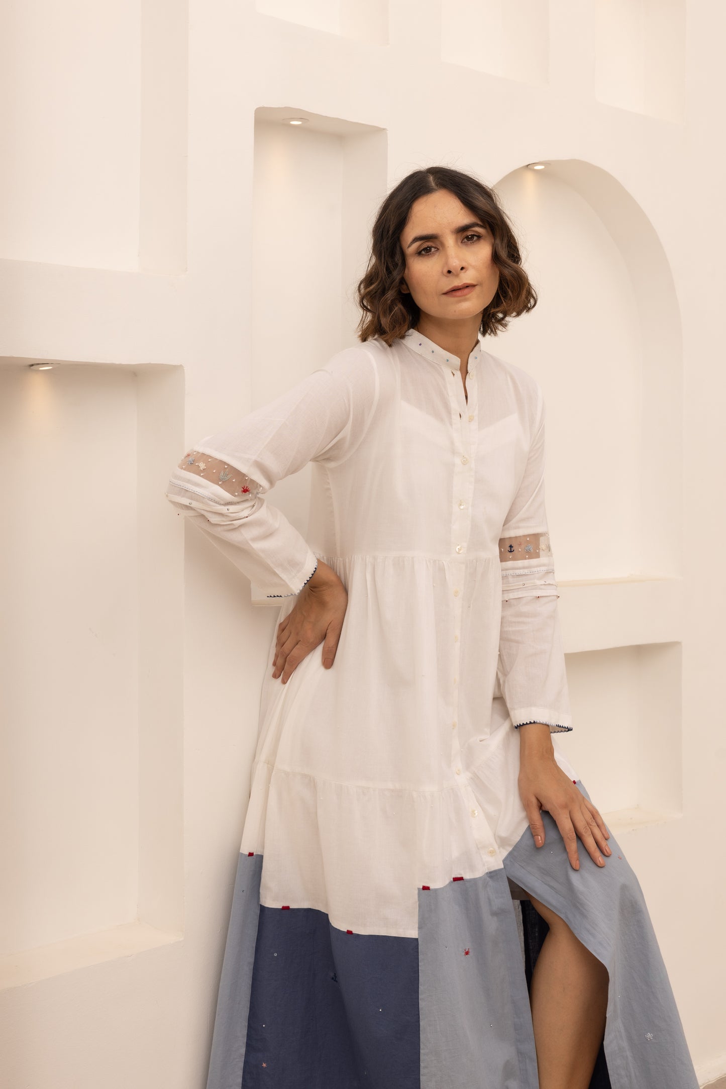 Caribbean Dress - (Beige and Blue)