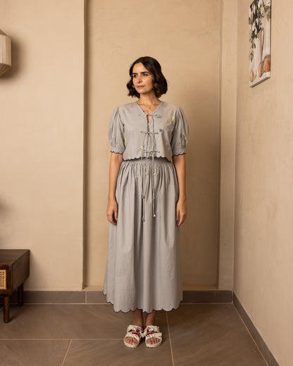 Ari Top and Skirt Set Grey