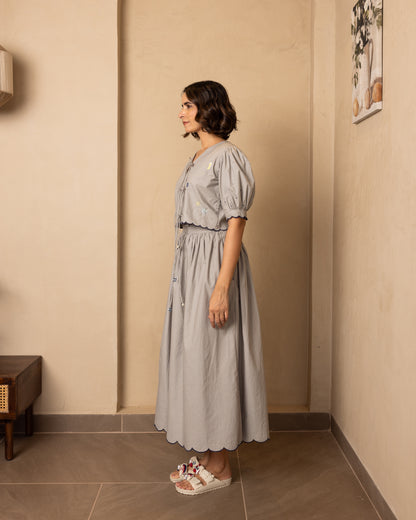 Ari Top and Skirt Set Grey