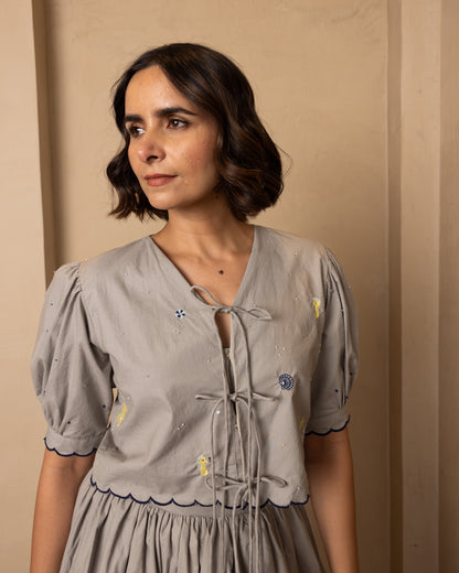 Ari Top and Skirt Set Grey