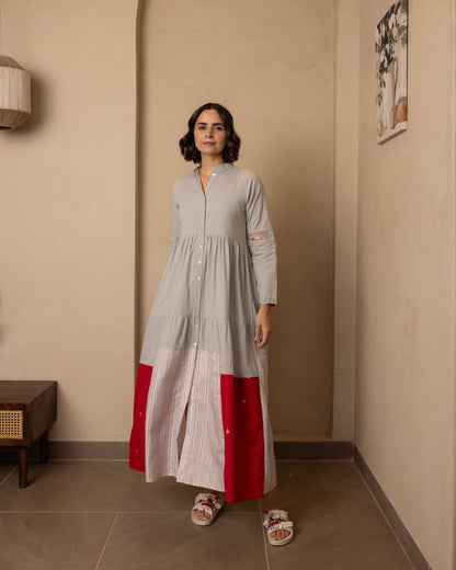 Caribbean Dress - (Grey and Red)