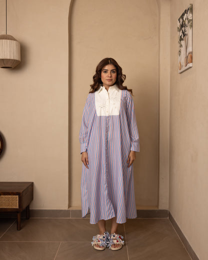 Marina Dress Red Blue Stripes