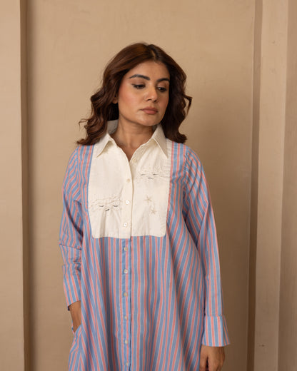 Marina Dress Red Blue Stripes