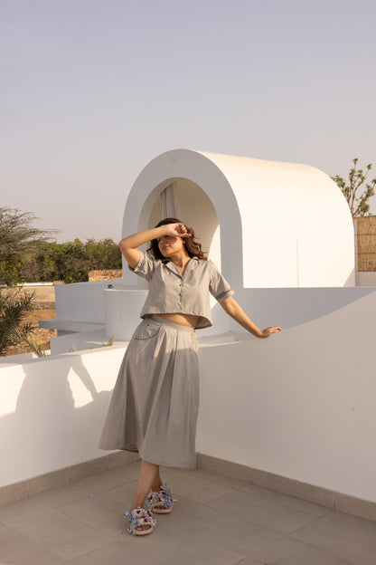 Harbor Top and Skirt Set (Grey)