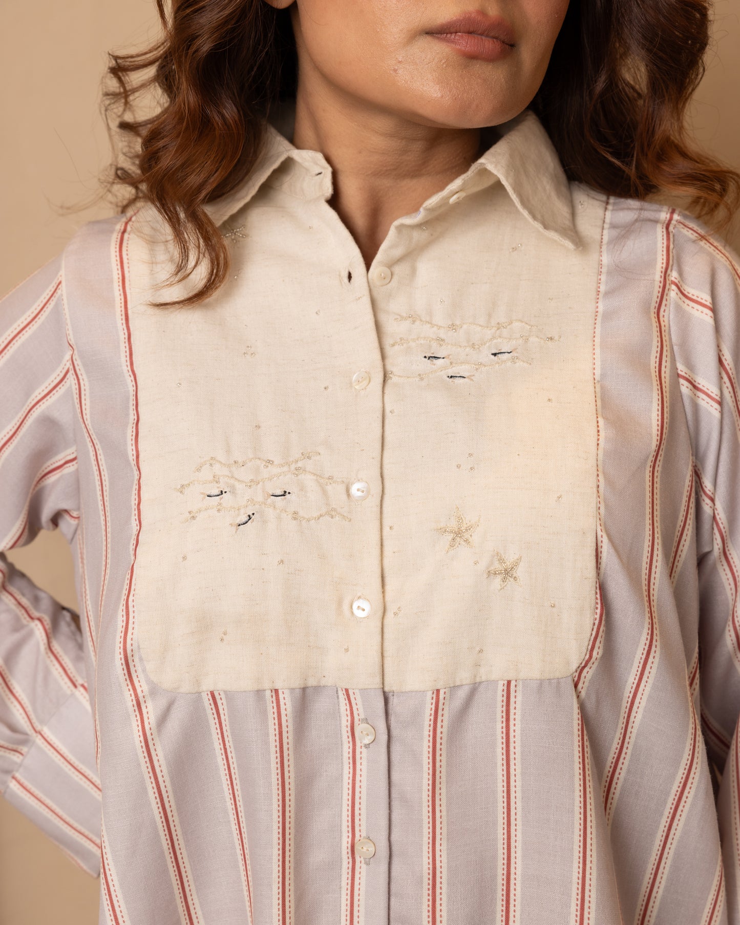 Marina Dress (Beige and Grey)