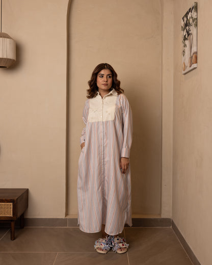 Marina Dress (Beige and Grey)