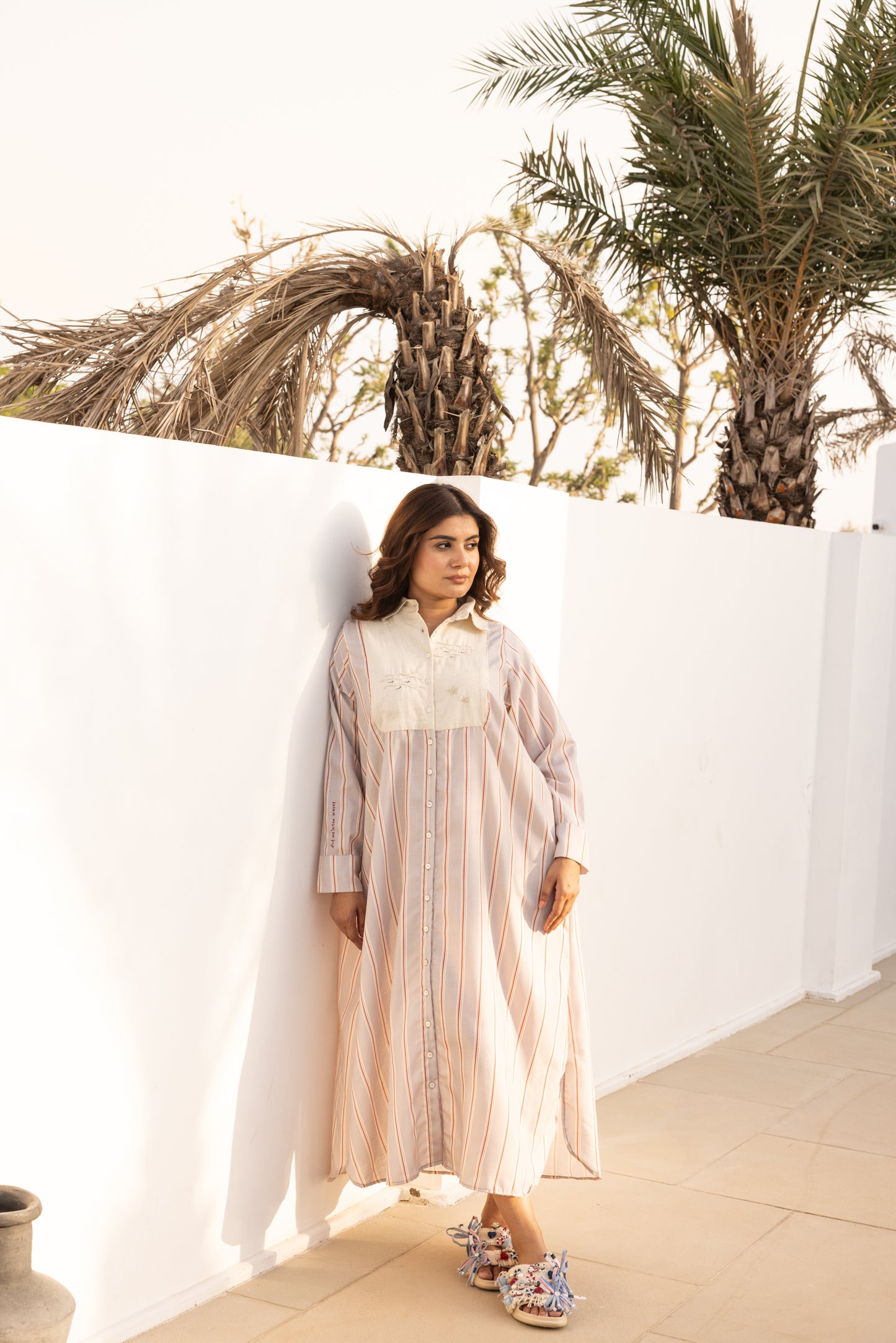 Marina Dress (Beige and Grey)