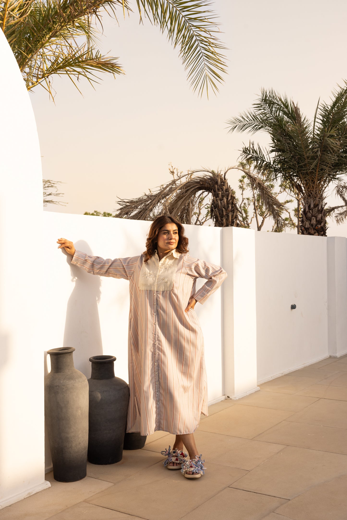 Marina Dress (Beige and Grey)