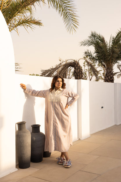 Marina Dress (Beige and Grey)