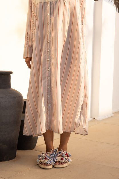 Marina Dress (Beige and Grey)