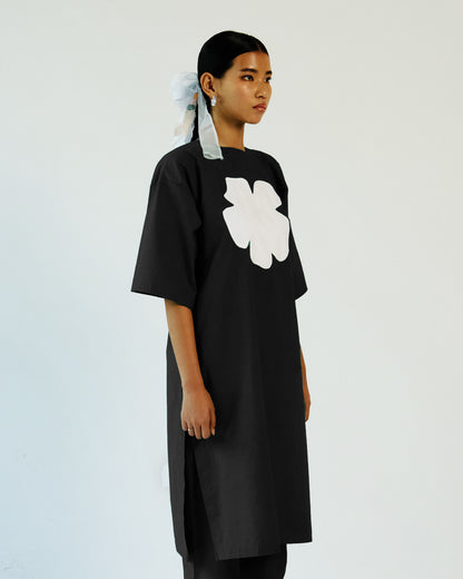 Black Applique Cotton Tunic Pant Set of 2