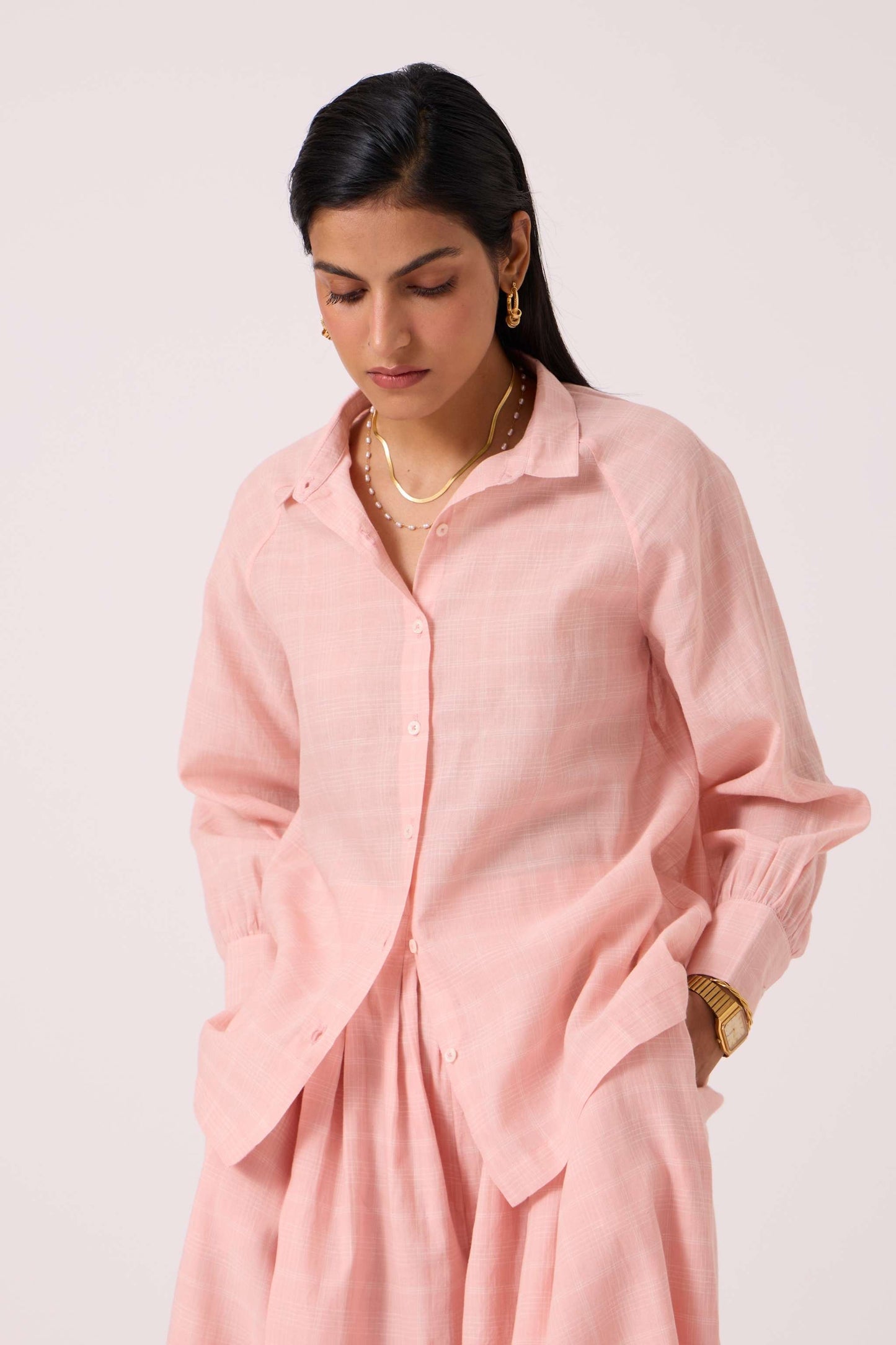 Yeji Pink Handwoven Shirt