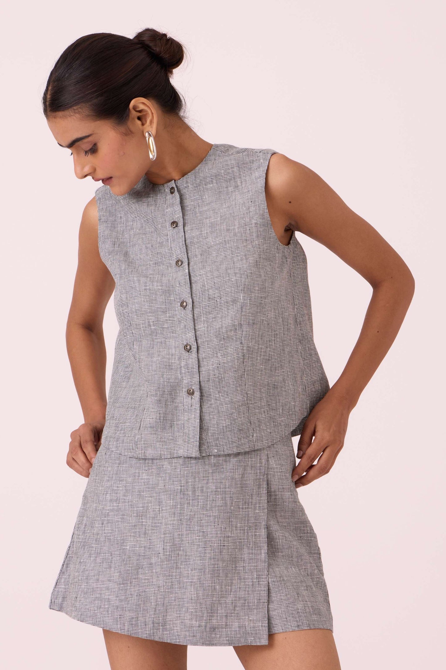 Wotton Houndstooth Linen Top