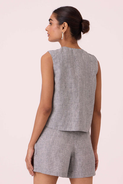 Wotton Houndstooth Linen Top